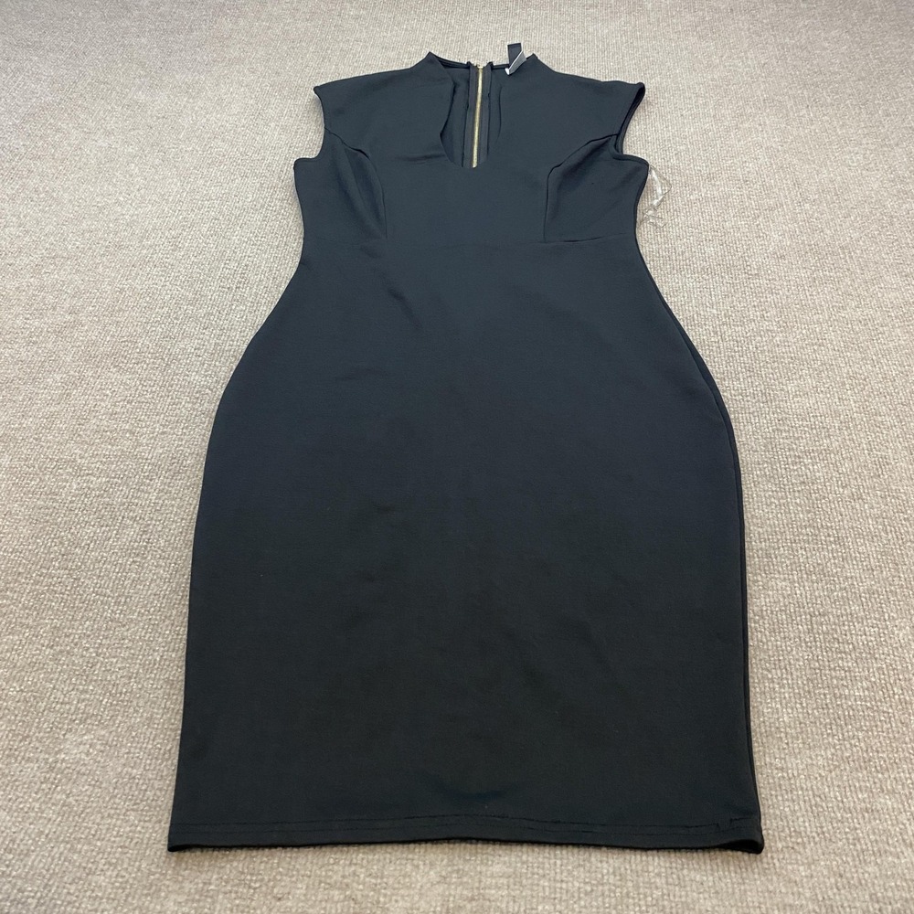 Windsor Dress Womens Large Black Sleeveless Bodycon Sheath Zip Back Knee Length